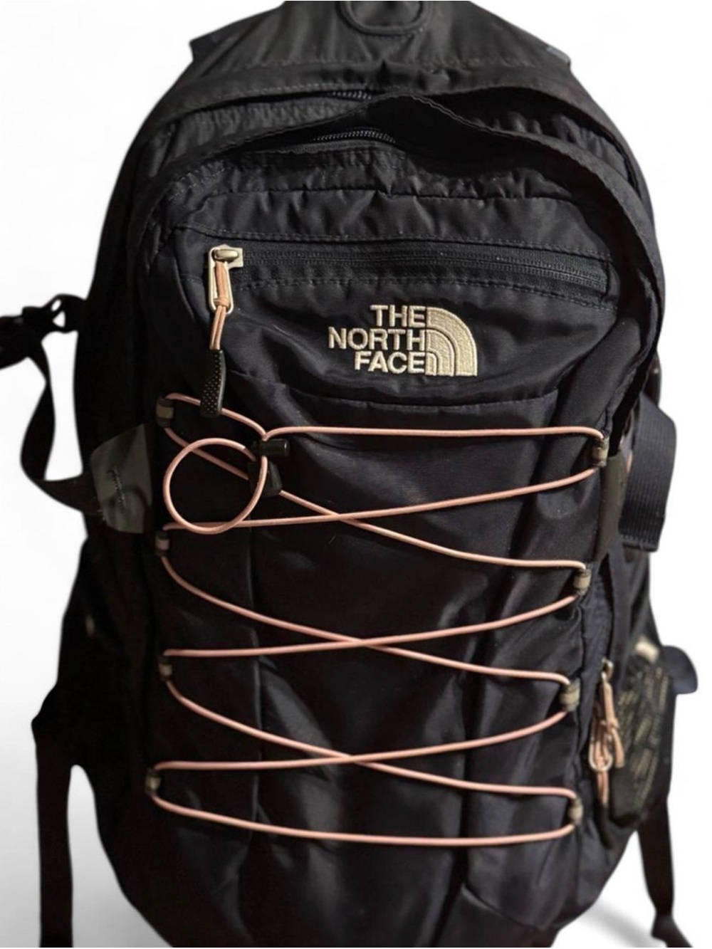 The North Face Black Backpack with Rose Gold and Navy blue